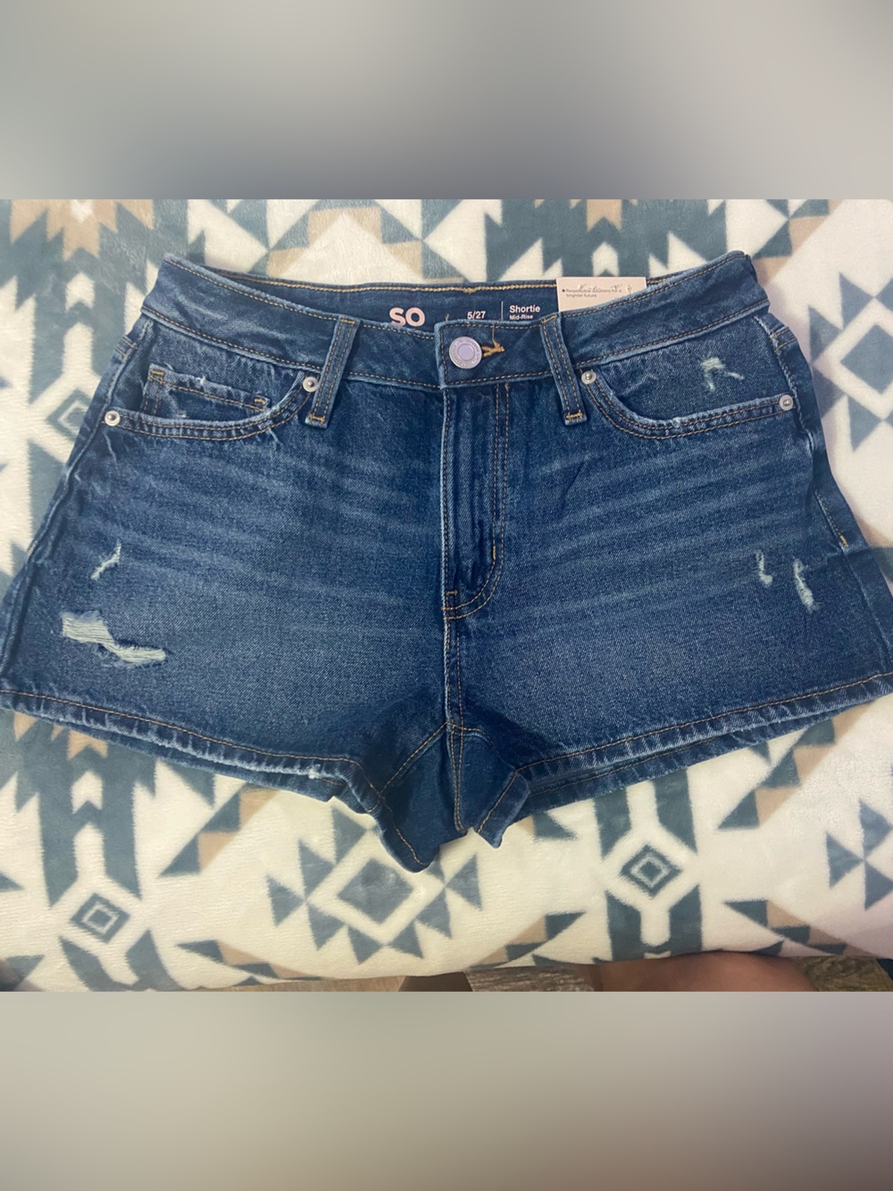 Kohl's SO Dark Blue Distressed Denim Shorts - Women's